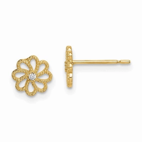 Madi K Kid's 14k  CZ Flower Post Earrings