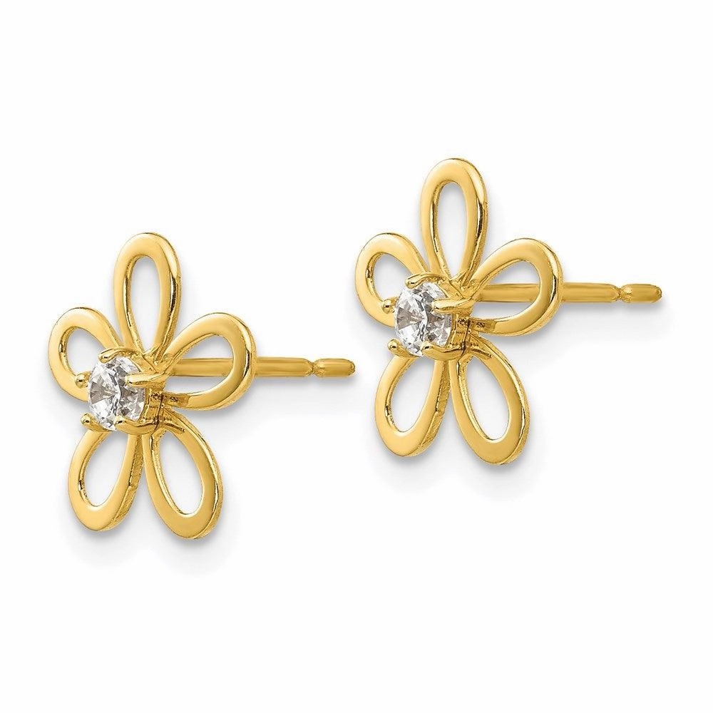 Madi K Kid's 14k  CZ  Flower Post Earrings