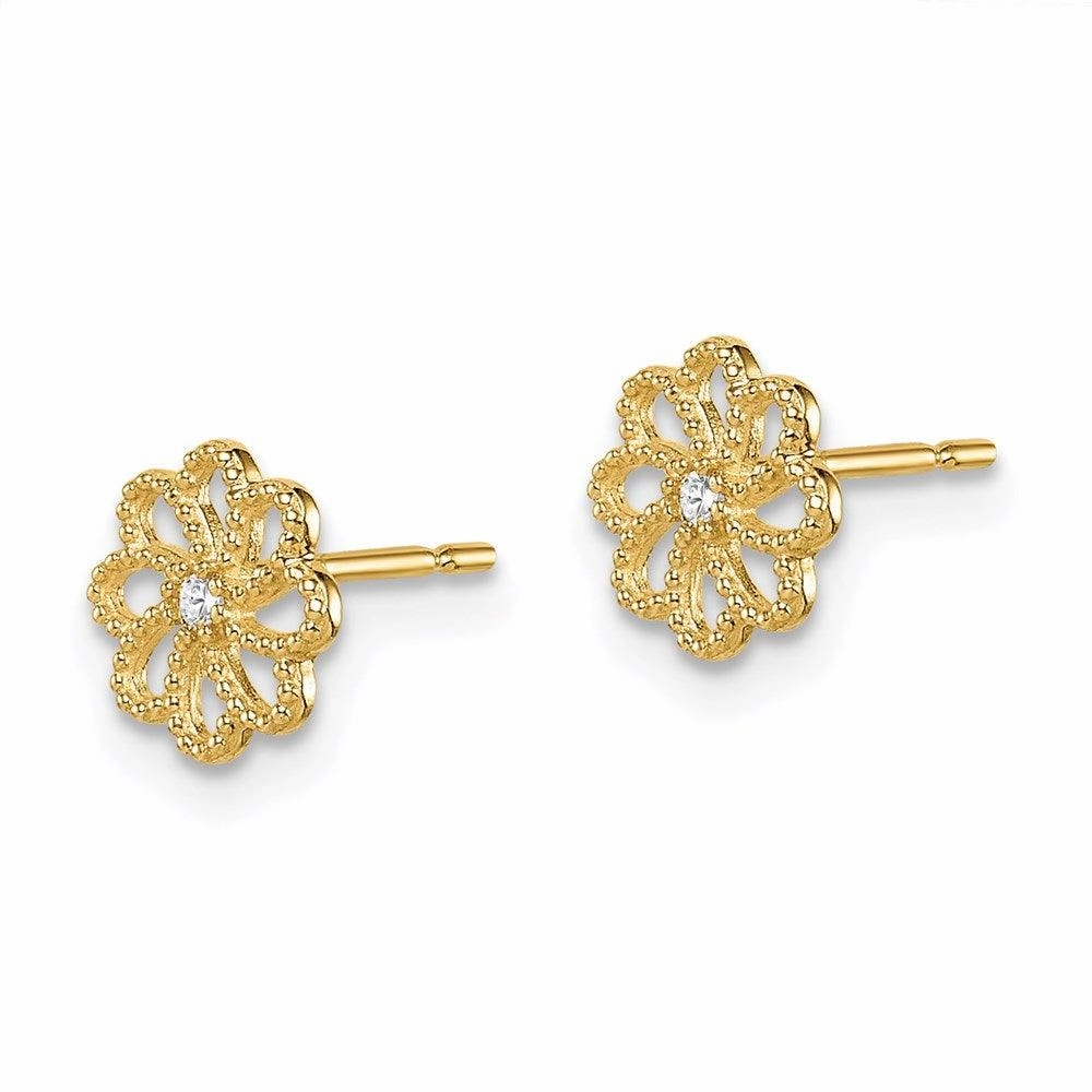 Madi K Kid's 14k  CZ Flower Post Earrings