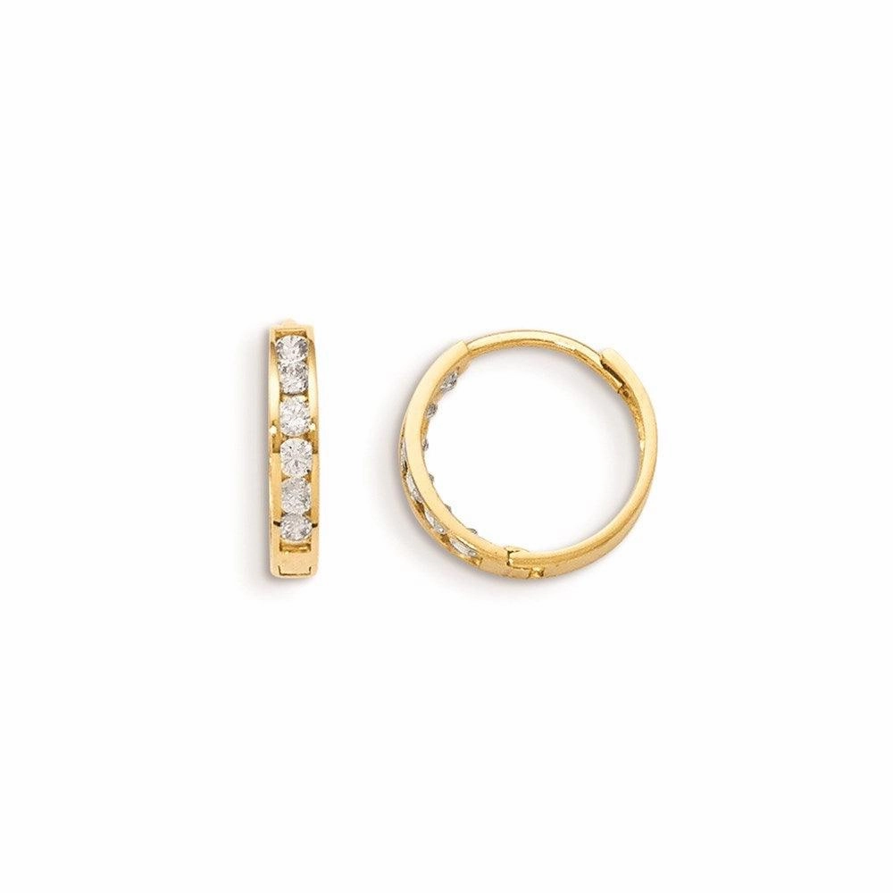 Madi K Kid's 14k  CZ Hinged Hoop Earrings