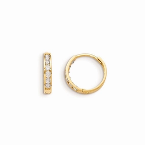 Madi K Kid's 14k  CZ Hinged Hoop Earrings