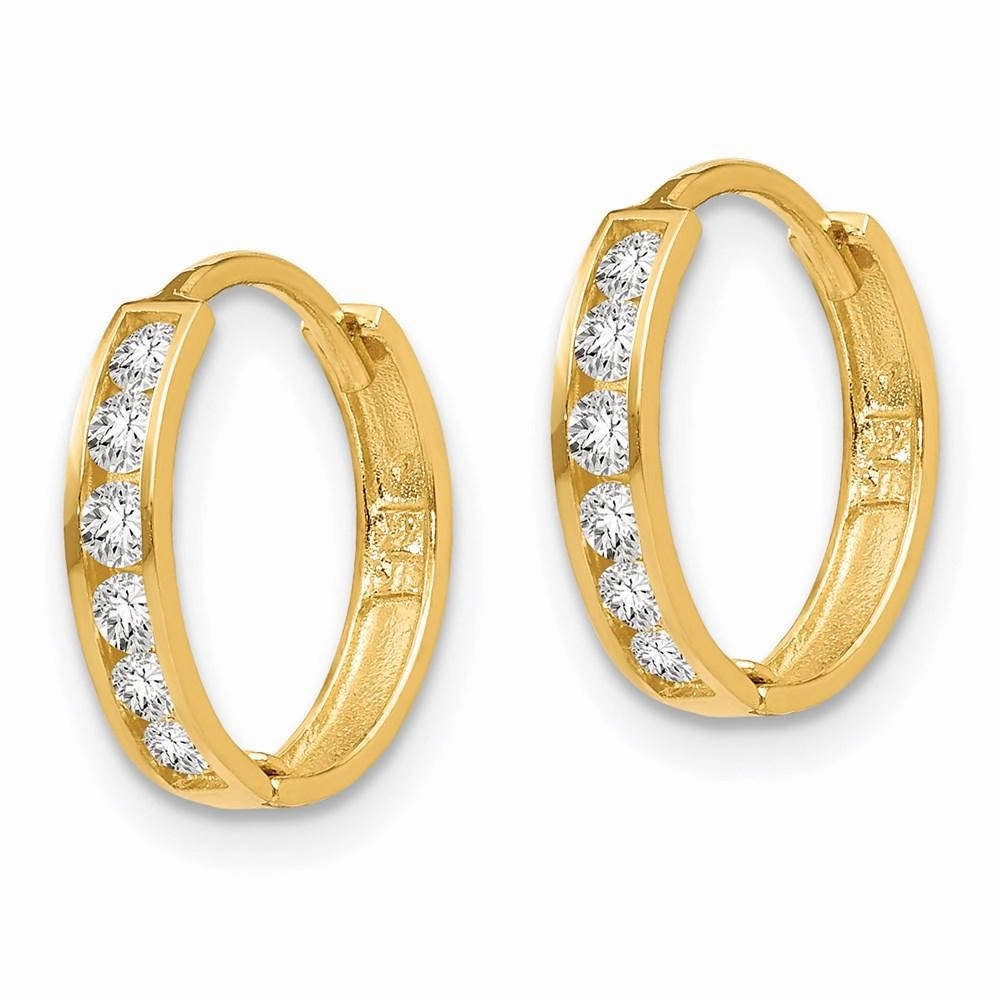 Madi K Kid's 14k  CZ Hinged Hoop Earrings