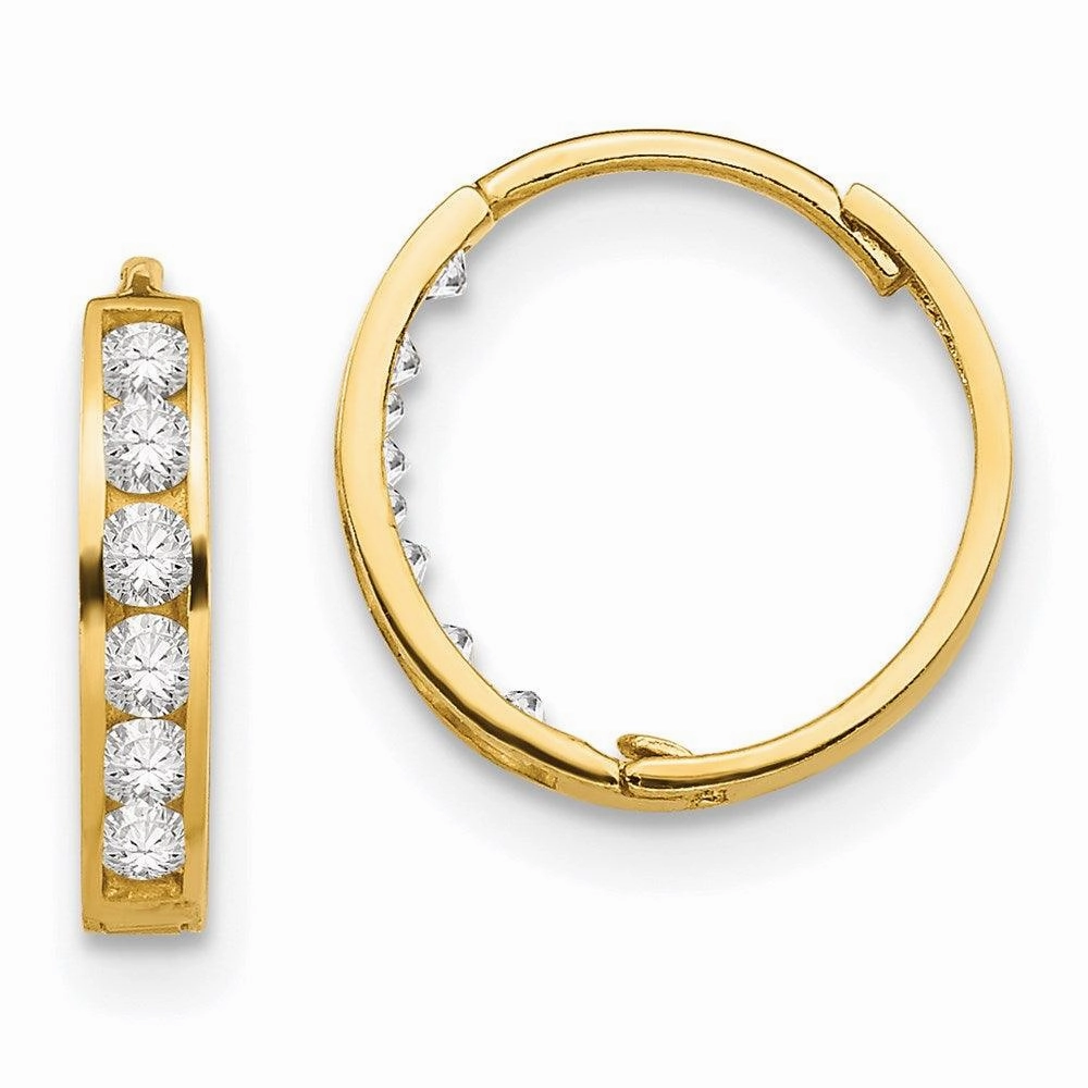 Madi K Kid's 14k  CZ Hinged Hoop Earrings