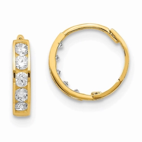 Madi K Kid's 14k  CZ Hinged Hoop Earrings
