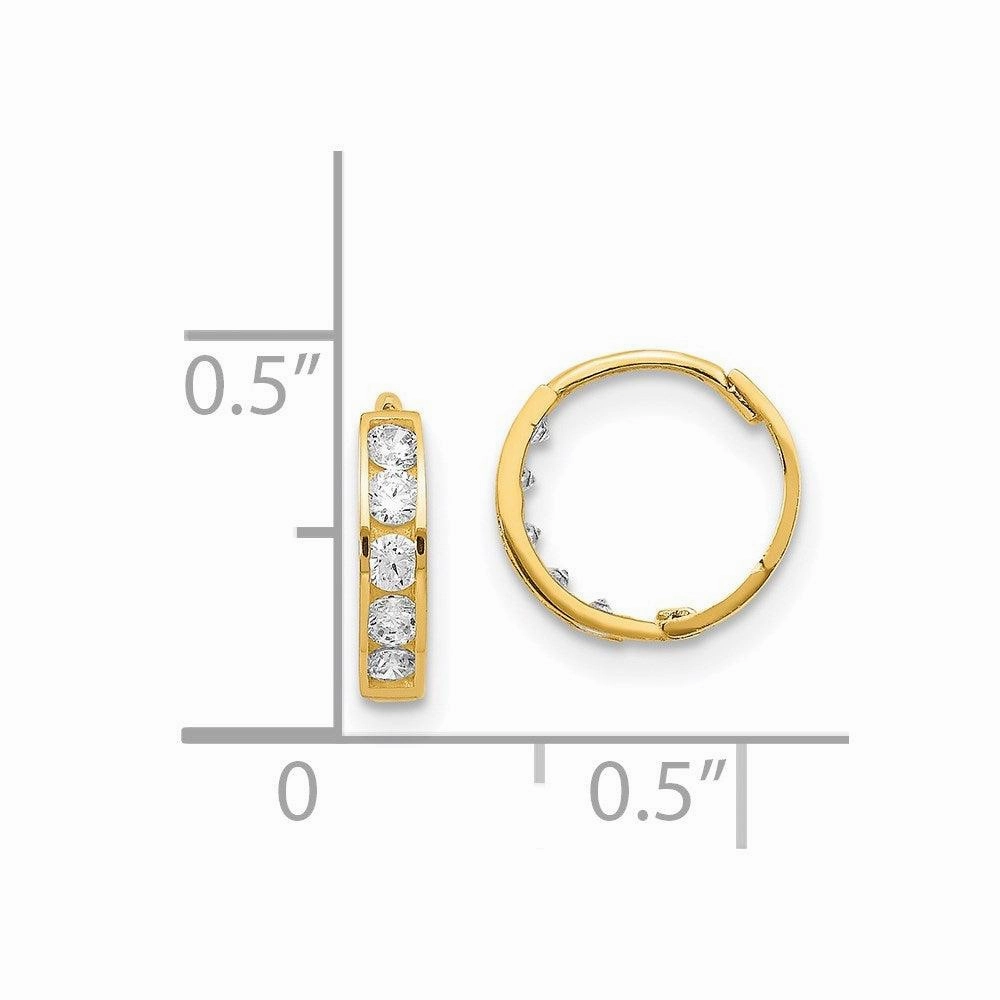 Madi K Kid's 14k  CZ Hinged Hoop Earrings