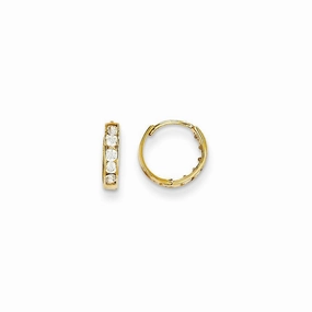 Madi K Kid's 14k  CZ Hinged Hoop Earrings