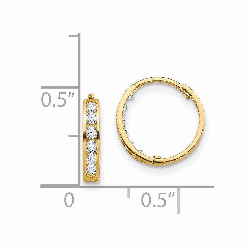 Madi K Kid's 14k  CZ Hinged Hoop Earrings