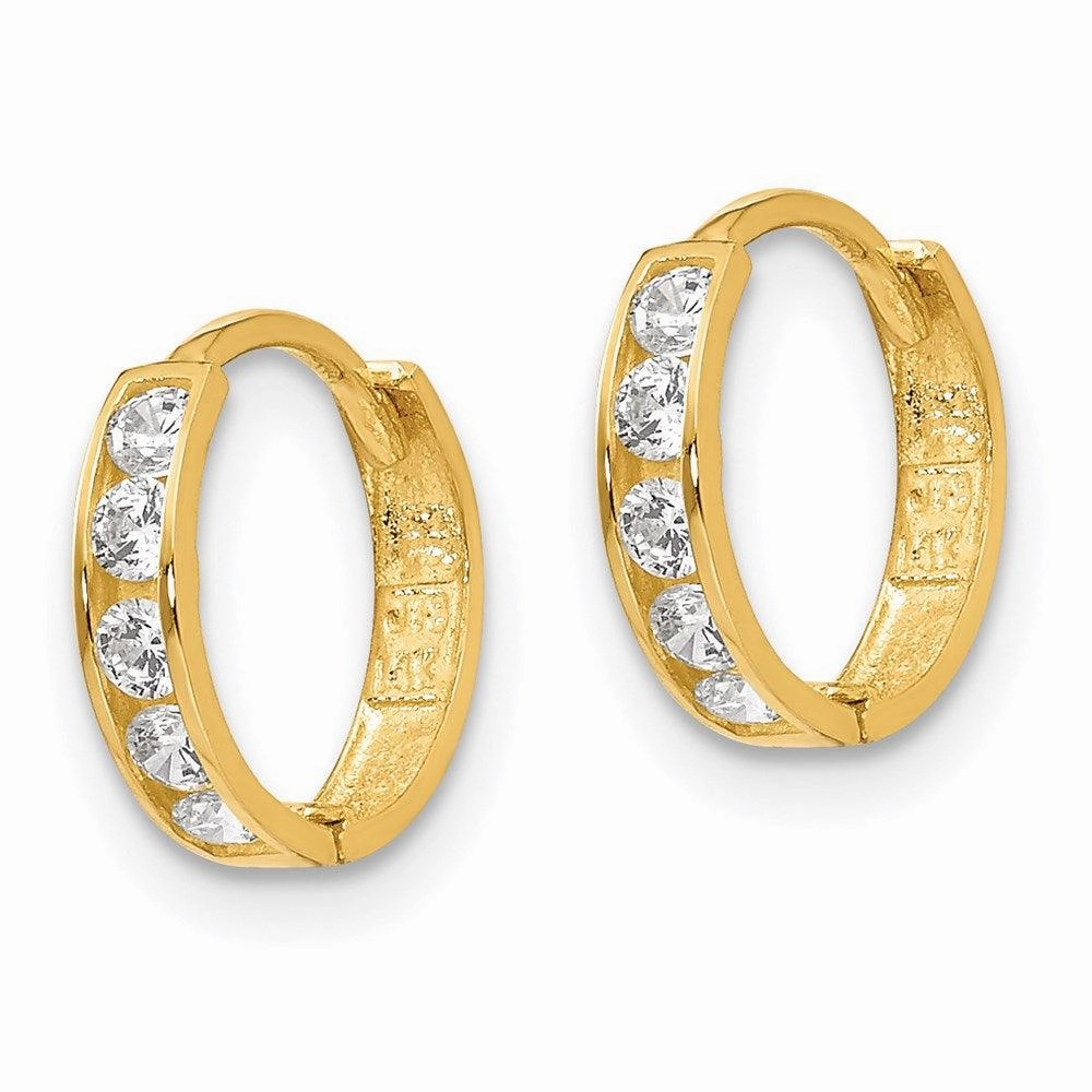Madi K Kid's 14k  CZ Hinged Hoop Earrings