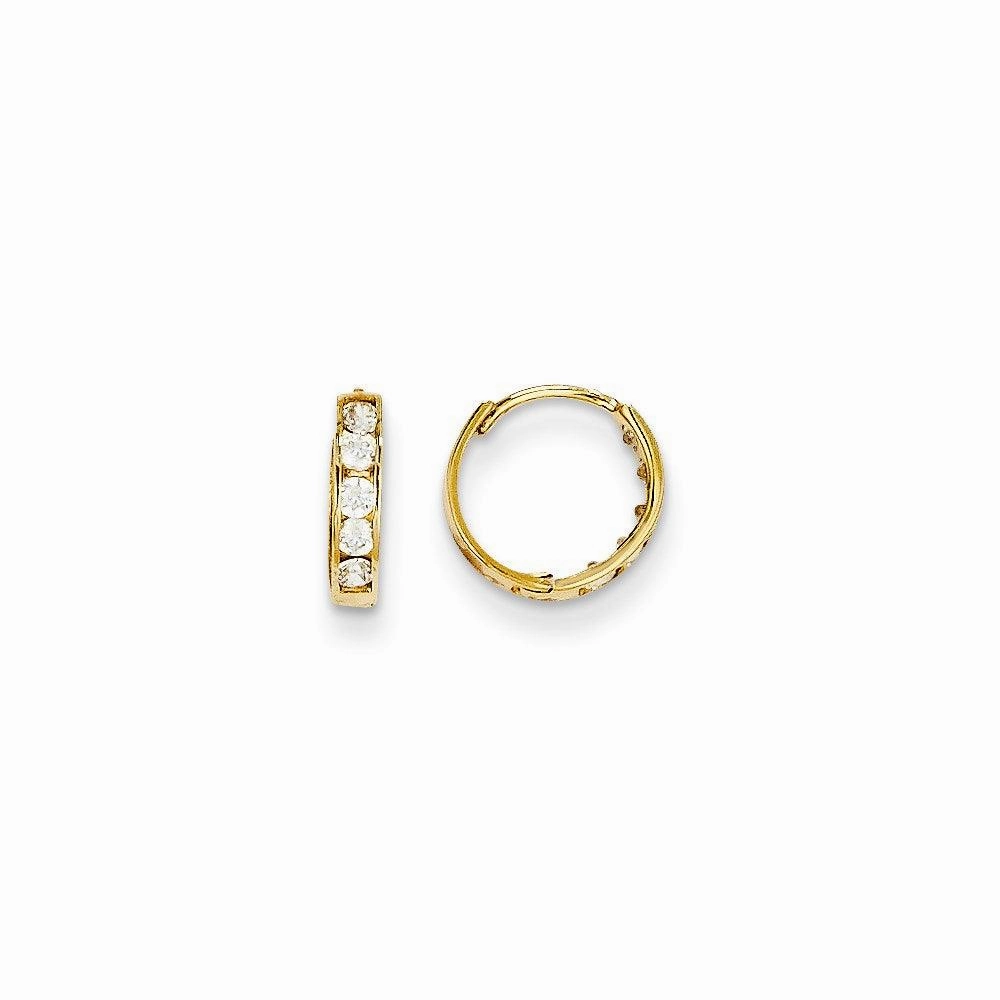Madi K Kid's 14k  CZ Hinged Hoop Earrings