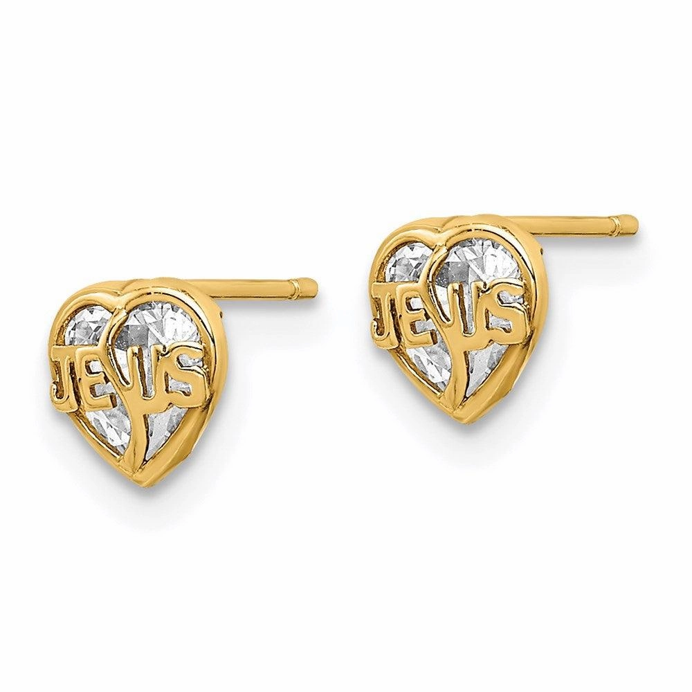 Madi K Kid's 14k  CZ Jesus Heart Post Earrings