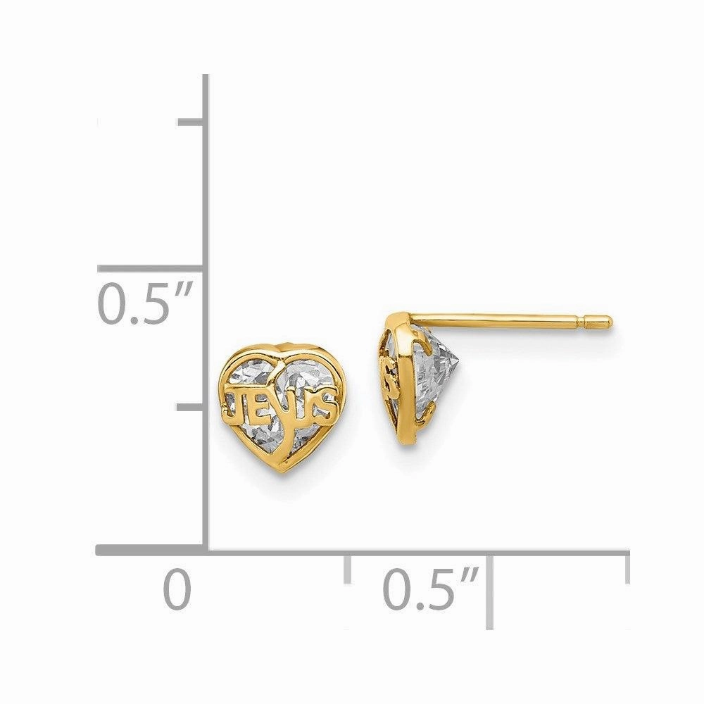 Madi K Kid's 14k  CZ Jesus Heart Post Earrings