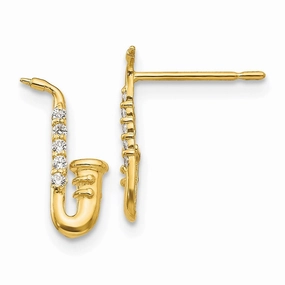 Madi K Kid's 14k  CZ Saxophone Post Earrings
