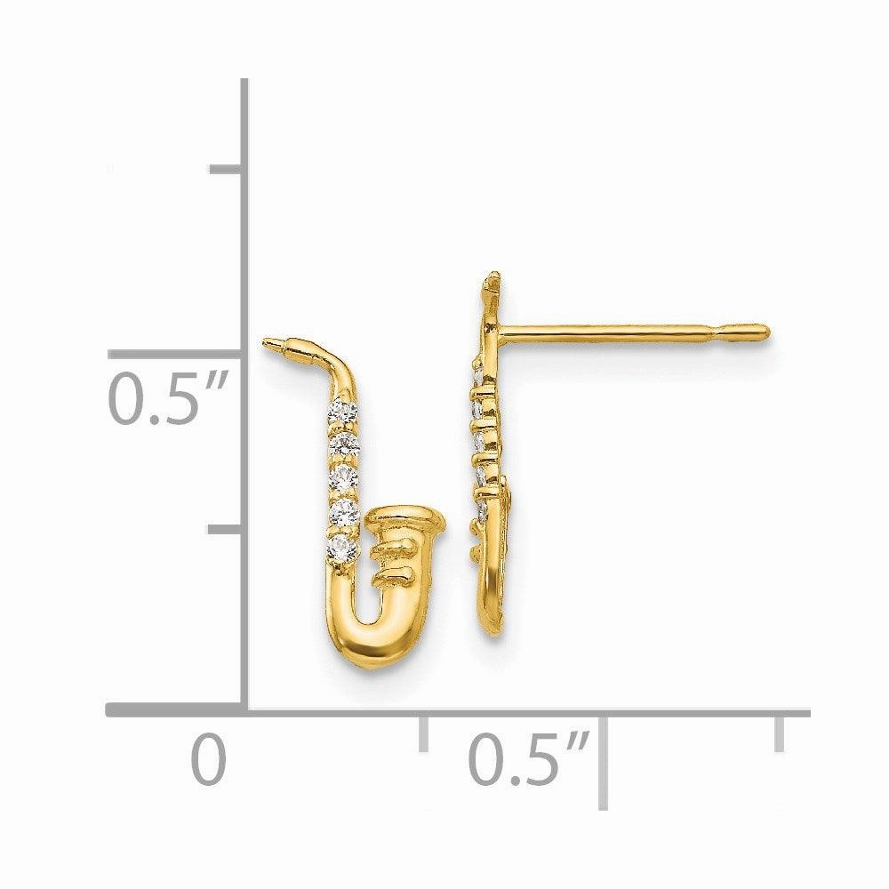 Madi K Kid's 14k  CZ Saxophone Post Earrings