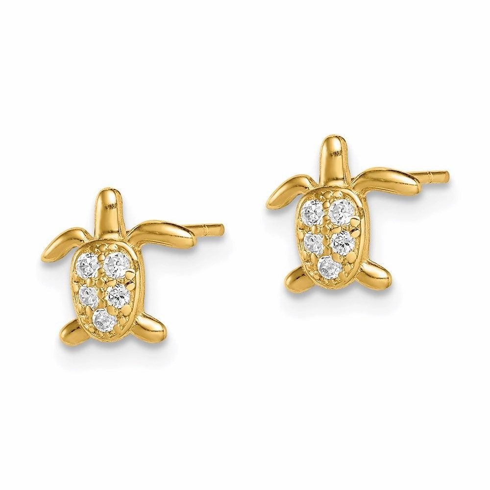 Madi K Kid's 14k  CZ Turtle Post Earrings