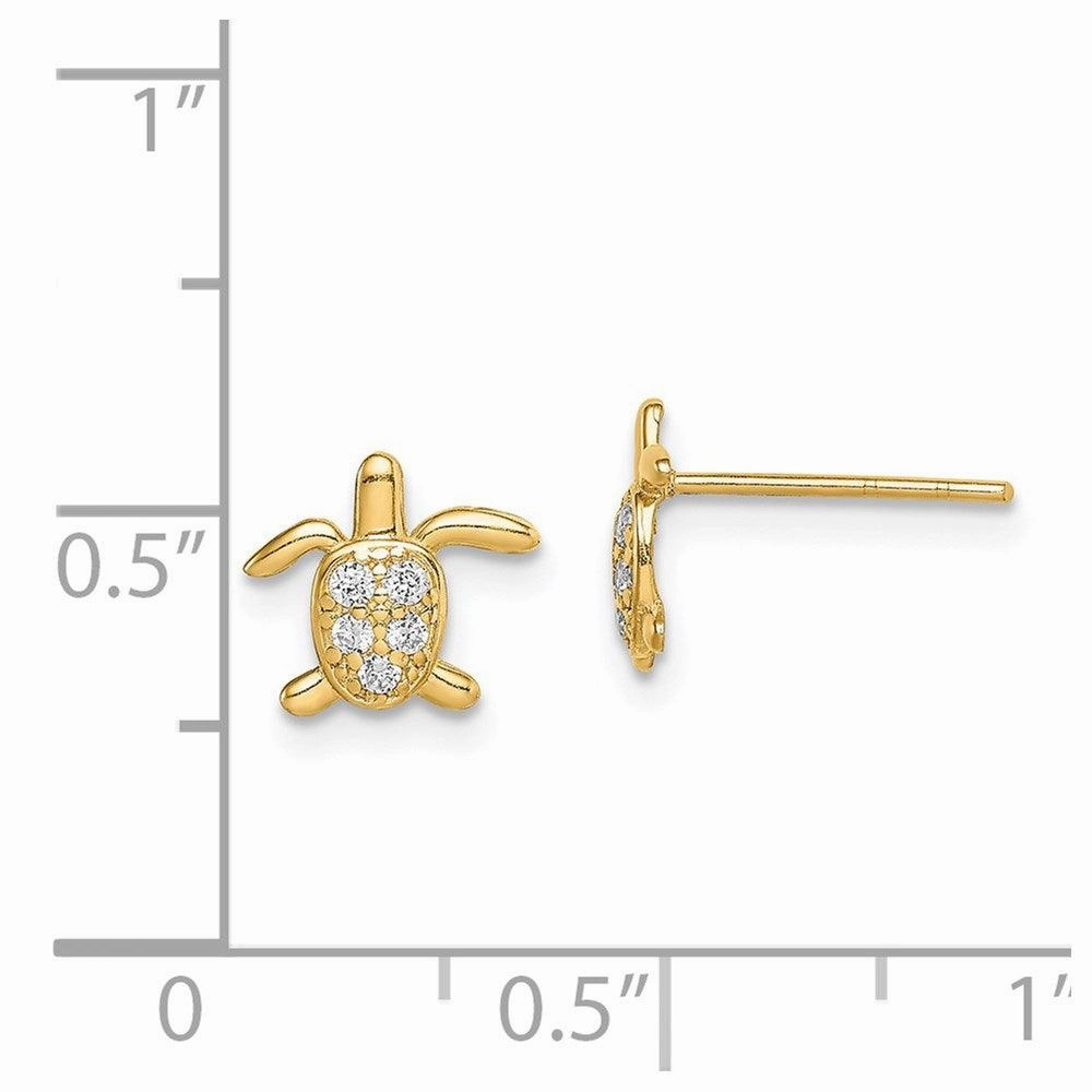 Madi K Kid's 14k  CZ Turtle Post Earrings