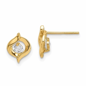 Madi K Kid's 14k  CZ Twist Post Earrings