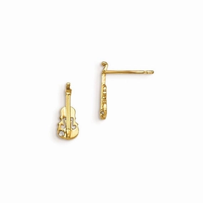 Madi K Kid's 14k  CZ  Violin Post Earrings