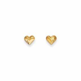 Madi K Kid's 14k  Diamond-Cut & Satin Puffed Heart Earrings