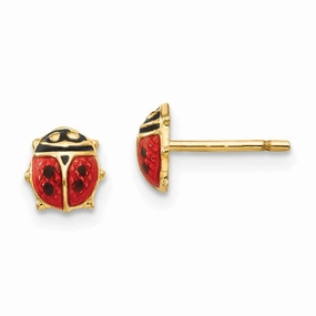 Madi K Kid's 14K  Enamel Ladybug Post Earrings