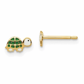 Madi K Kid's 14k  Enamel Turtle Post Earrings