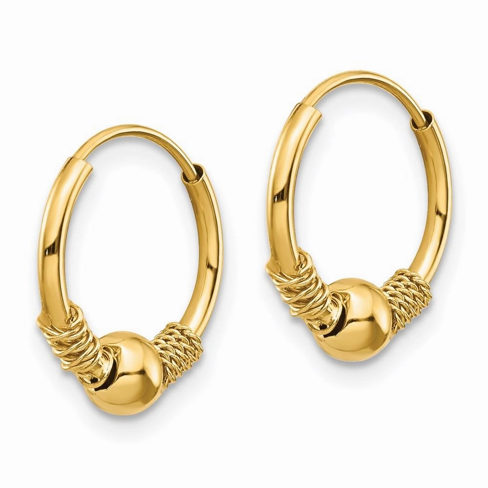 Madi K Kid's 14k  Endless Hoop w/Bead Earrings