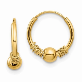 Madi K Kid's 14k  Endless Hoop w/Bead Earrings