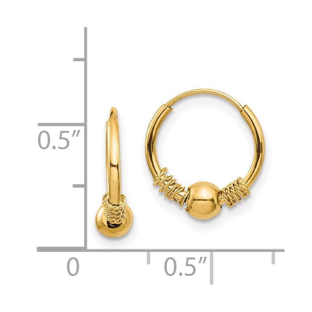 Madi K Kid's 14k  Endless Hoop w/Bead Earrings