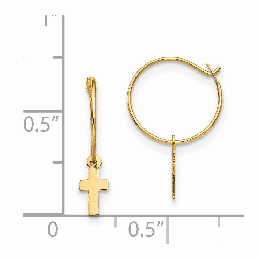 Madi K Kid's 14k  Endless Hoop w/Small Cross Earrings
