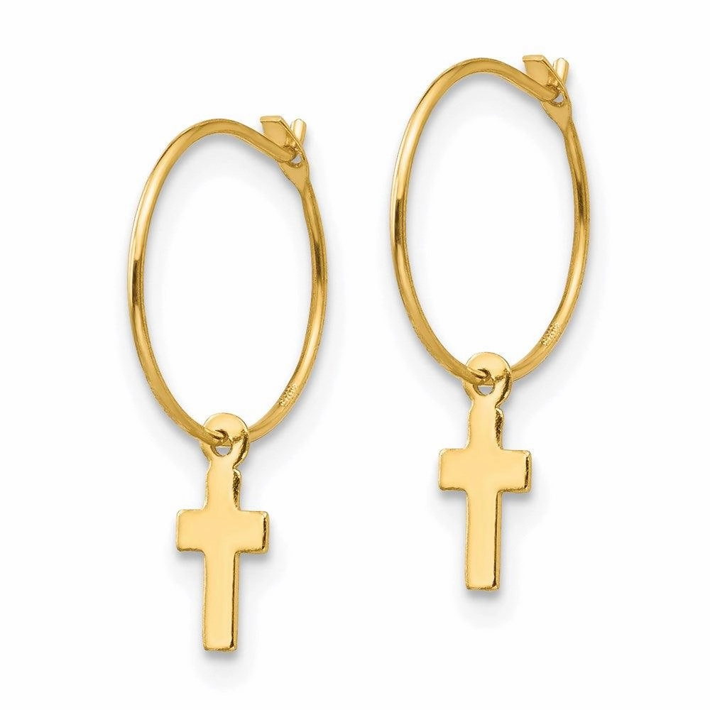 Madi K Kid's 14k  Endless Hoop w/Small Cross Earrings