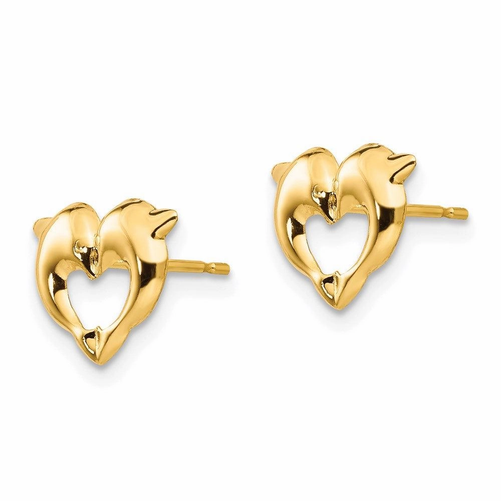 Madi K Kid's 14k  Heart Dolphins Post Earrings