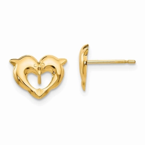 Madi K Kid's 14k  Heart Dolphins Post Earrings