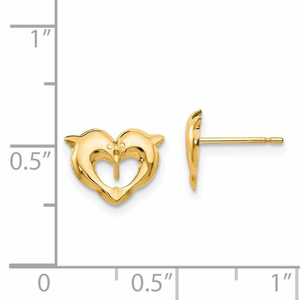 Madi K Kid's 14k  Heart Dolphins Post Earrings