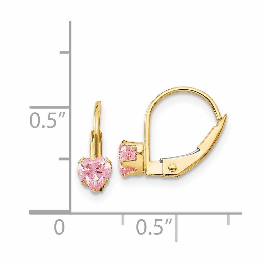 Madi K Kid's 14k  Leverback 4mm Pink CZ Earrings