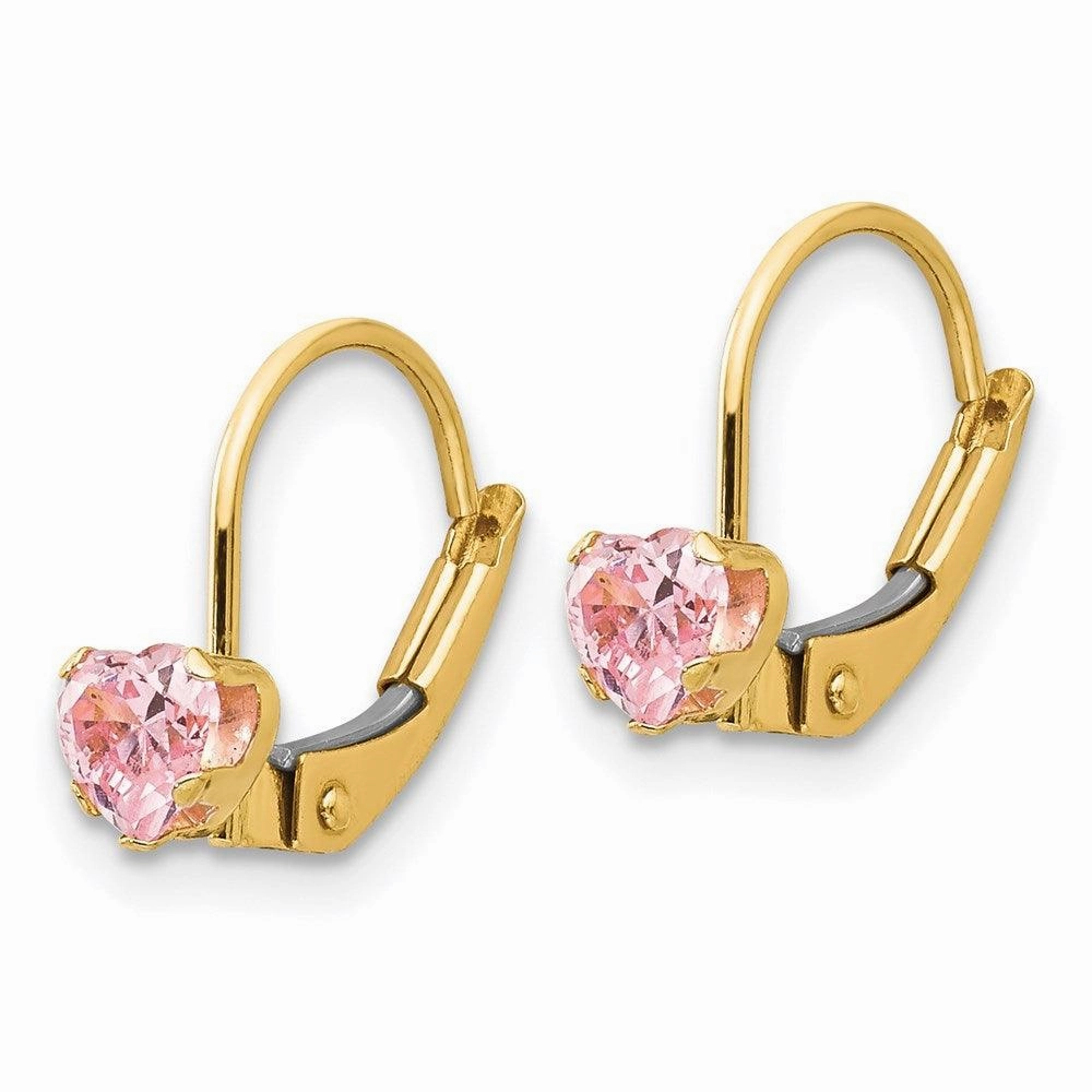 Madi K Kid's 14k  Leverback 4mm Pink CZ Earrings