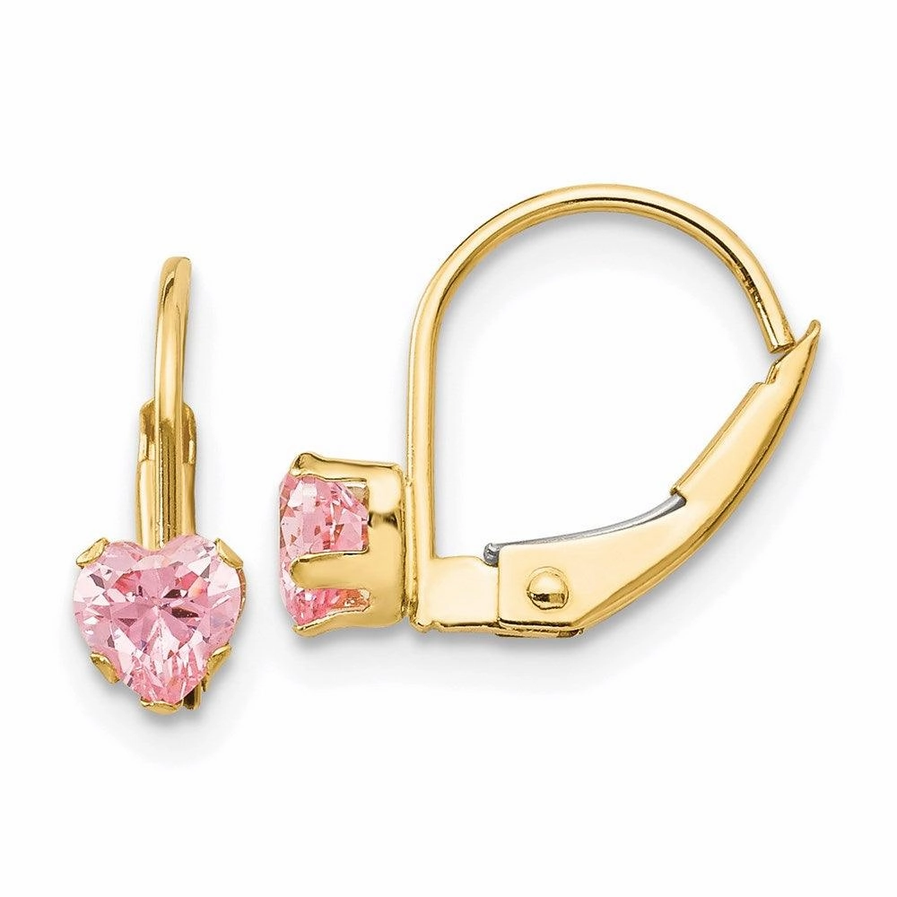 Madi K Kid's 14k  Leverback 4mm Pink CZ Earrings