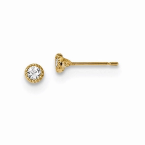 Madi K Kid's 14k  Milgrain Bezel CZ Post Earrings