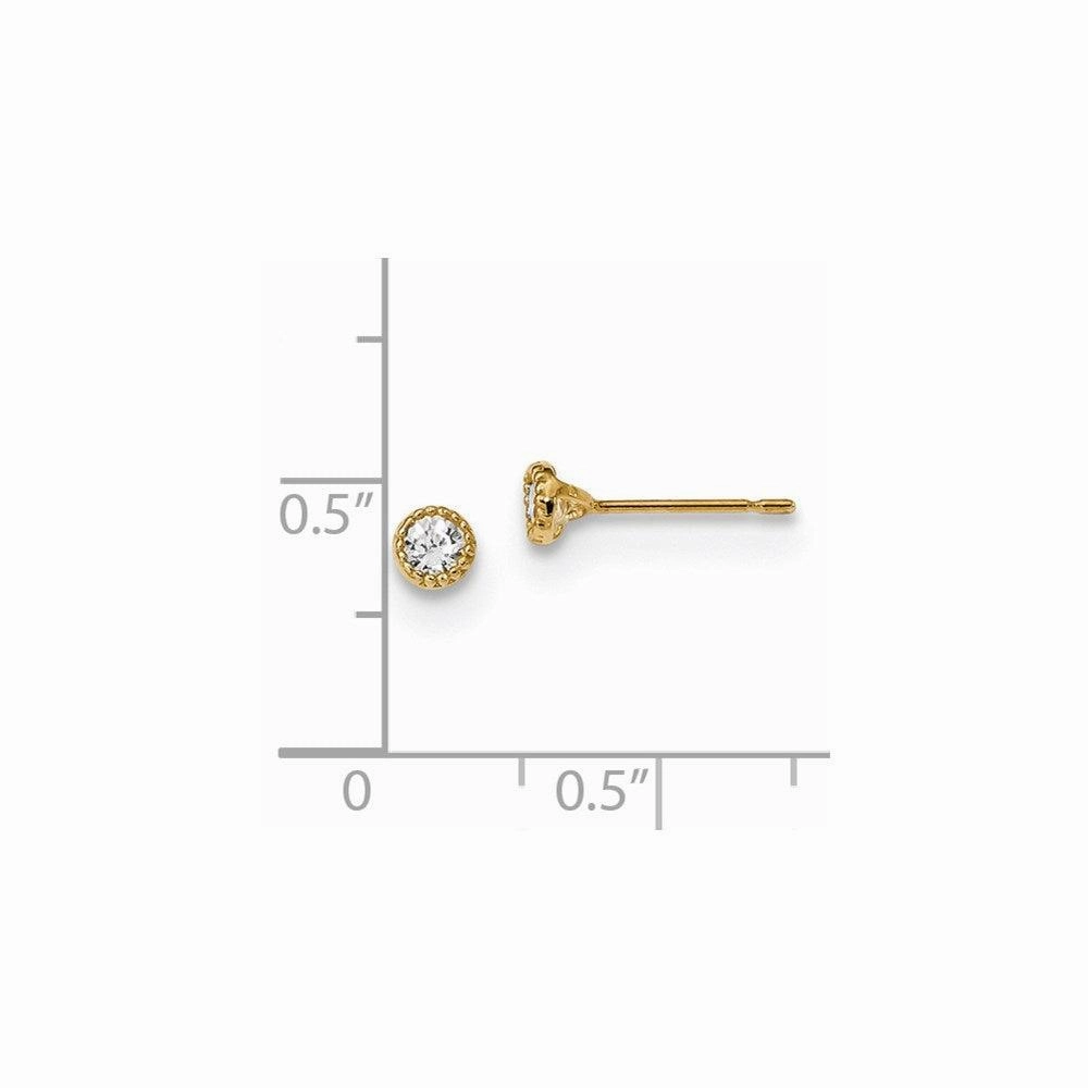 Madi K Kid's 14k  Milgrain Bezel CZ Post Earrings