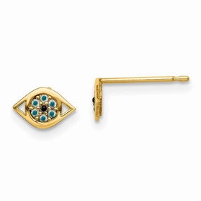 Madi K Kid's 14k  Multi-colored CZ Eye Post Earrings