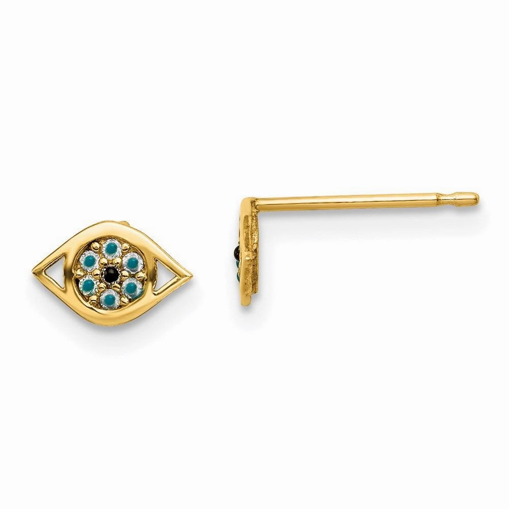 Madi K Kid's 14k  Multi-colored CZ Eye Post Earrings