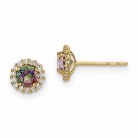 Madi K Kid's 14k  Mystic & Clear CZ Post Earrings