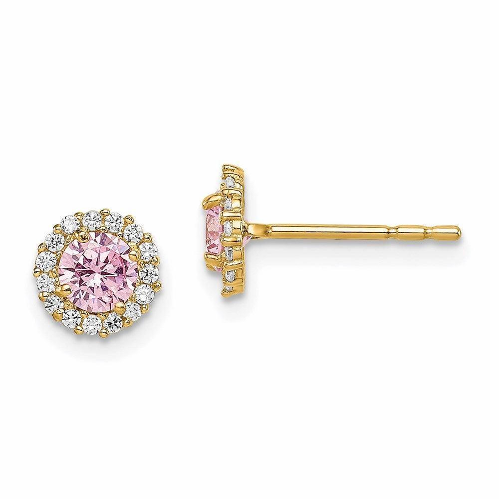 Madi K Kid's 14k  Pink CZ Post Earrings