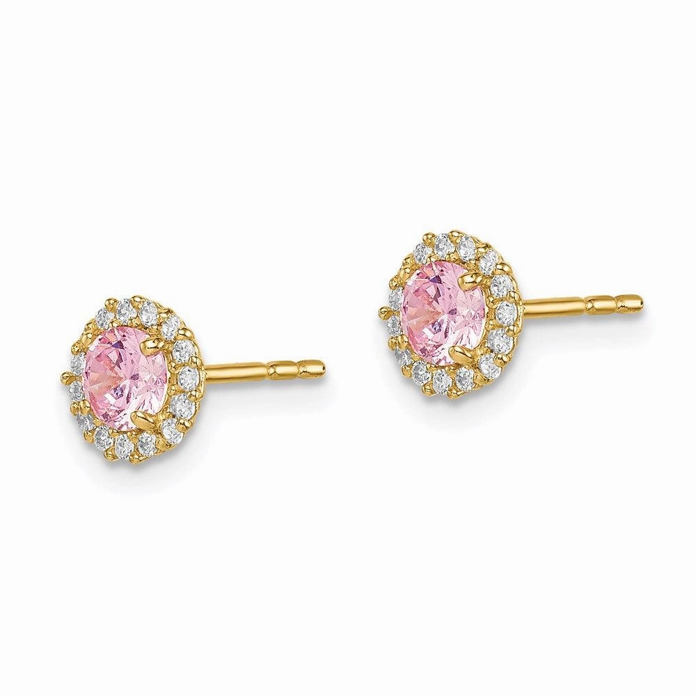 Madi K Kid's 14k  Pink CZ Post Earrings