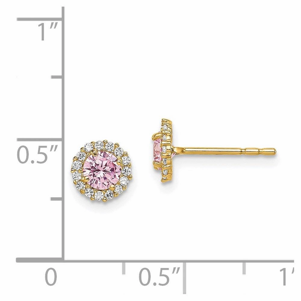 Madi K Kid's 14k  Pink CZ Post Earrings