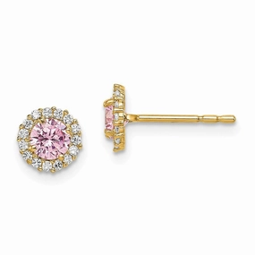 Madi K Kid's 14k  Pink CZ Post Earrings