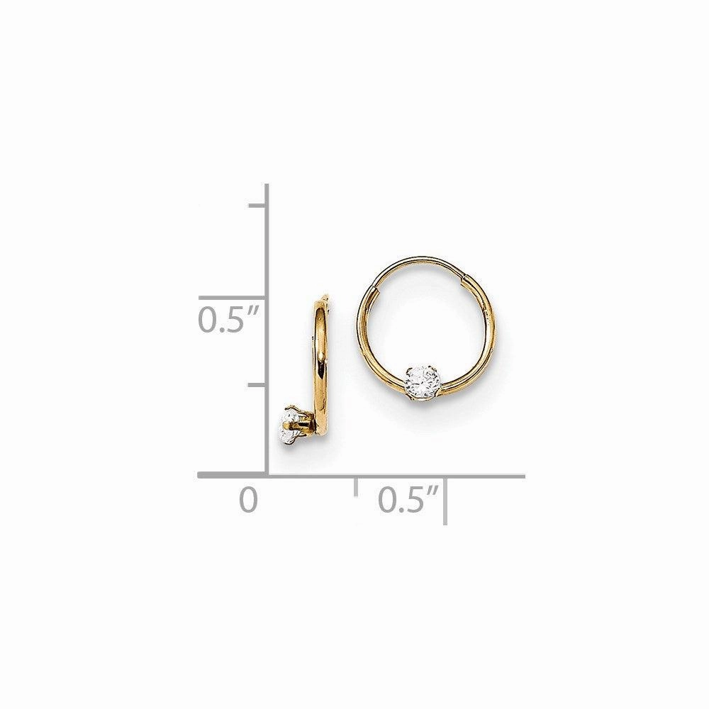 Madi K Kid's 14k  Polished 2mm CZ on Small Endless Hoops