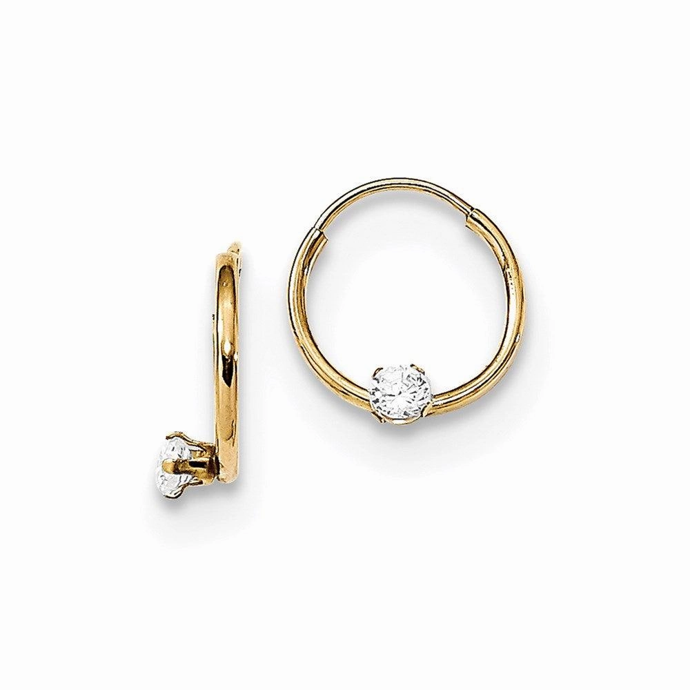 Madi K Kid's 14k  Polished 2mm CZ on Small Endless Hoops