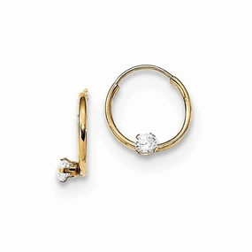 Madi K Kid's 14k  Polished 2mm CZ on Small Endless Hoops