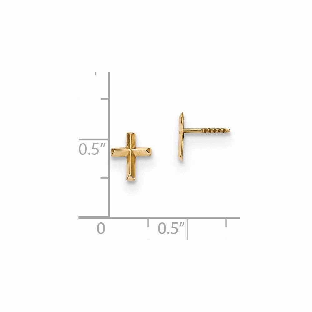 Madi K Kid's 14k  Polished 3D Cross Post Earrings
