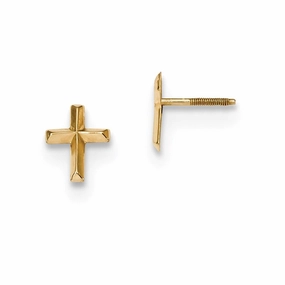Madi K Kid's 14k  Polished 3D Cross Post Earrings