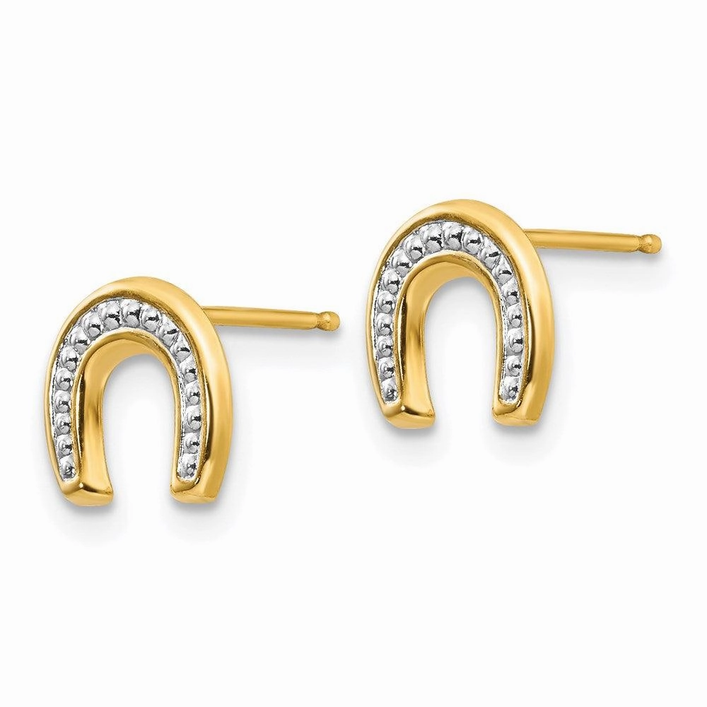 Madi K Kid's 14k  Polished & Rhodium Horseshoe Post Earrings